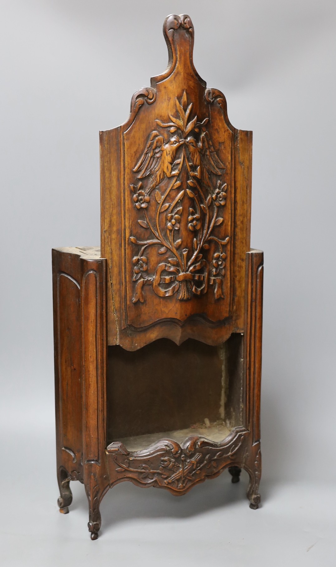 A carved novelty 'Armoire' candle box, 50 cms high